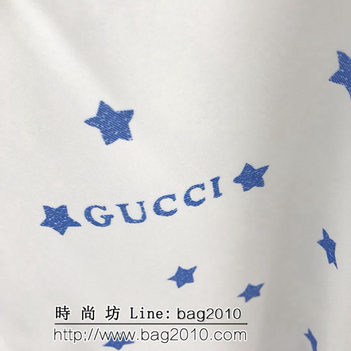 GUCCI古馳 官網同步 19ss早春新款 滿印星星長袖襯衫 定制綢緞面料 ydi2574